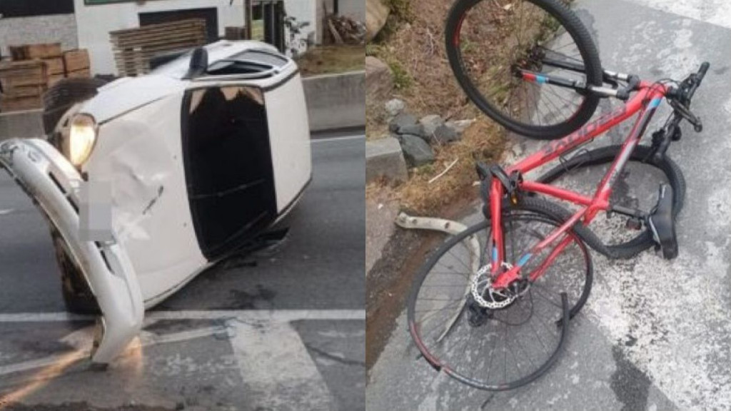 Motorista atropela ciclista e capota veículo na SC-401, em Florianópolis