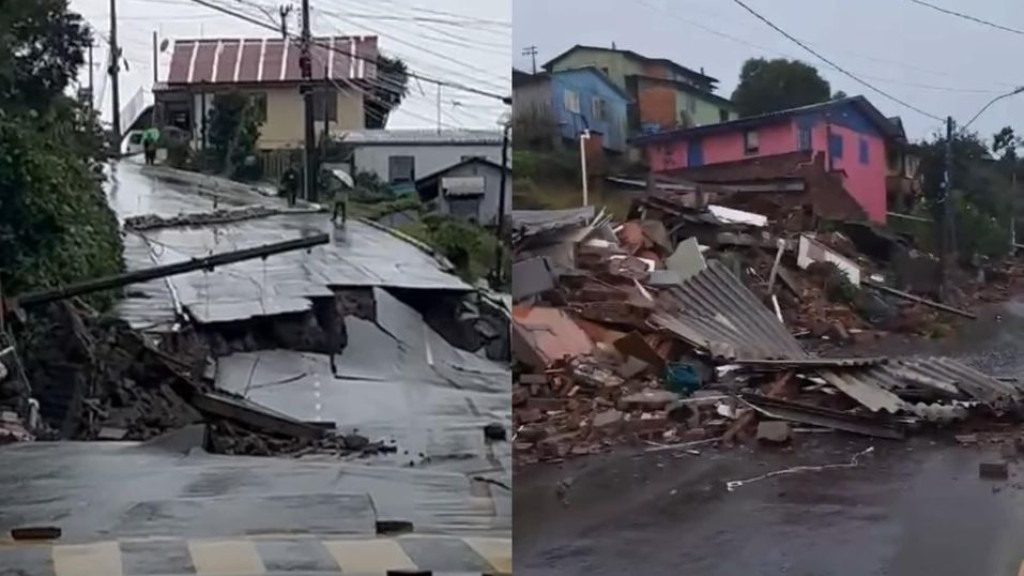 Residências colapsam em Gramado e dezenas de pessoas ficam desalojadas