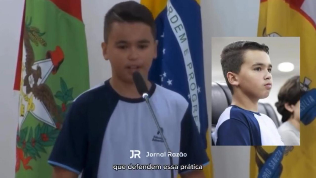 Menino de 13 anos faz discurso surpreendente em Santa Catarina