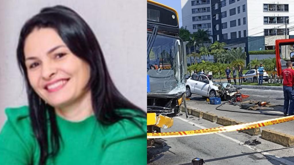 Professora morre no hospital após colisão frontal entre carro e  ônibus