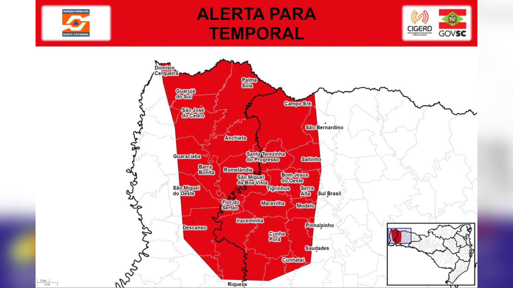 Alerta vermelho: após chuva de granizo, Defesa Civil avisa moradores em SC