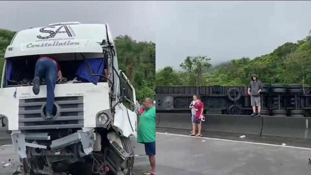 URGENTE: Grave acidente interdita a BR-101 em ambos os sentidos, em Biguaçu