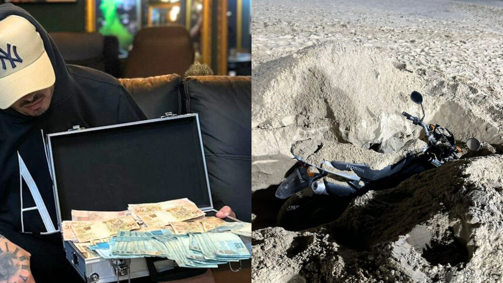 Influencer de Itapema enterra R$ 10 mil e moto na praia: "caça-ao-tesouro"