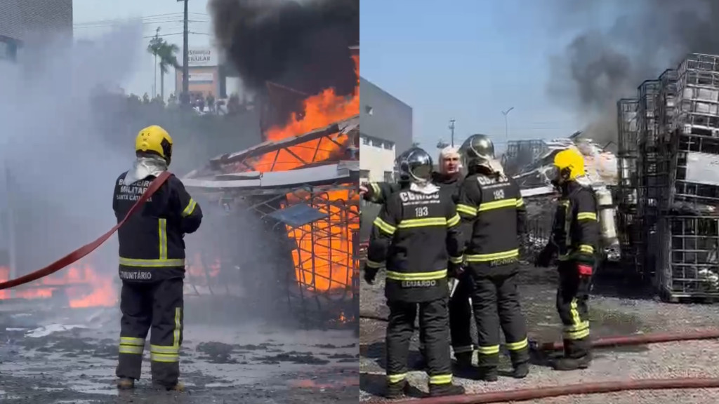 Incêndio em indústria química é controlado por bombeiros