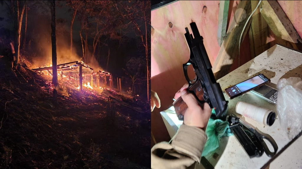 Disputa do tráfico em Itapema tem ‘biqueira’ incendiada e armas apreendidas