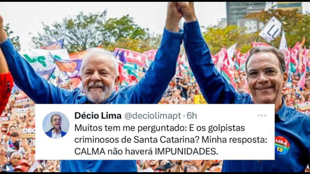 Ex-candidato a governador de SC manda recado para 'golpistas criminosos de Santa Catarina'