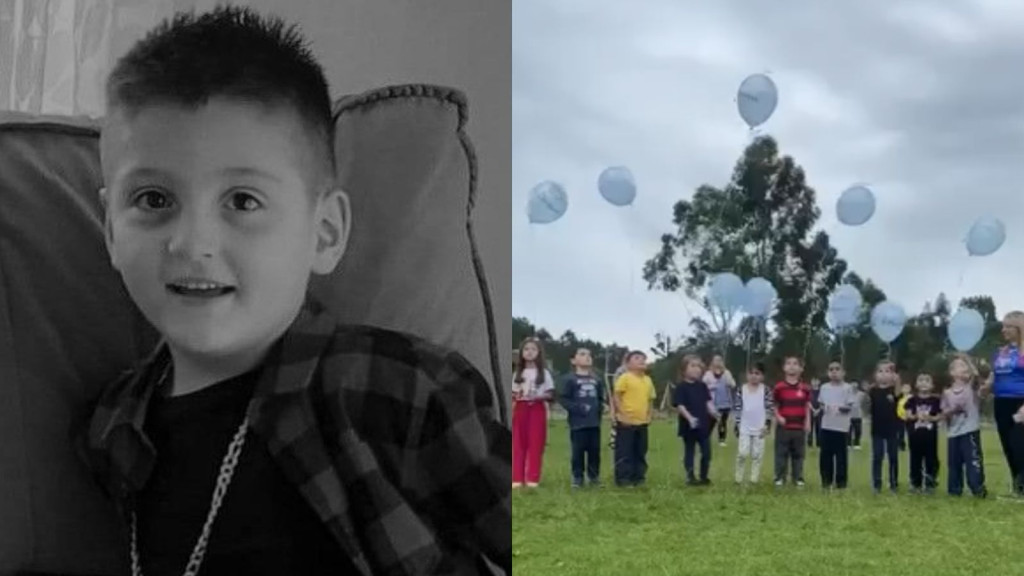 Amigos de escola soltam balões em homenagem a menino de 5 anos que morreu afogado em SC