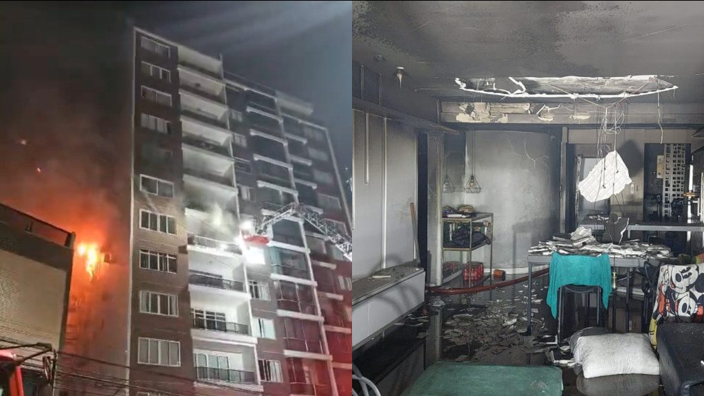 Apartamento turístico em BC pega fogo e bombeiros evitam tragédia