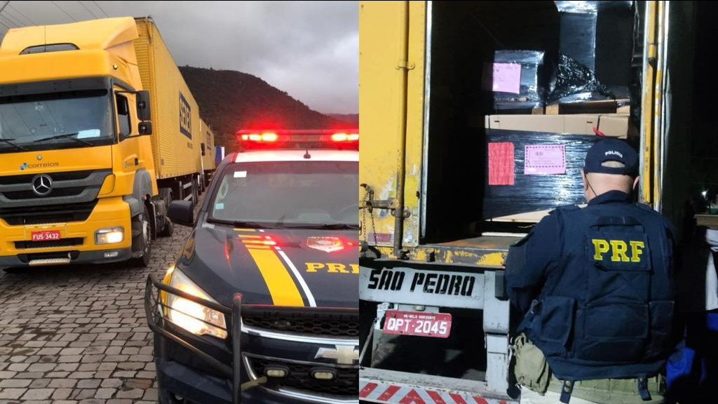 PRF escolta caminhões dos correios com provas do Enem
