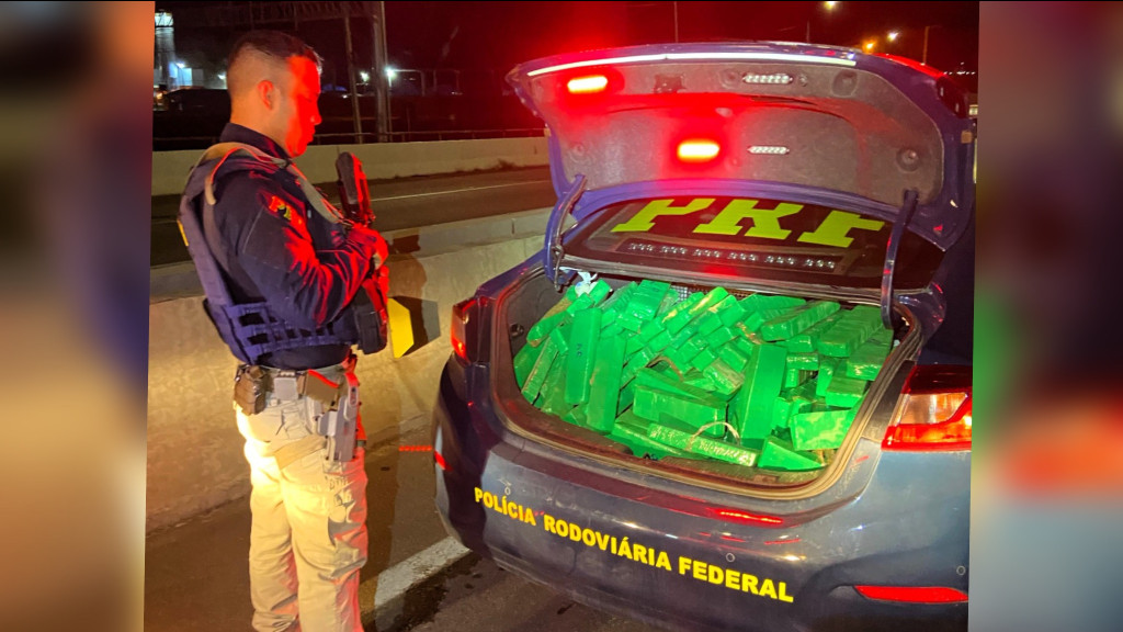 PRF flagra 92kg de maconha em carro acidentado na BR-101, em Tijucas