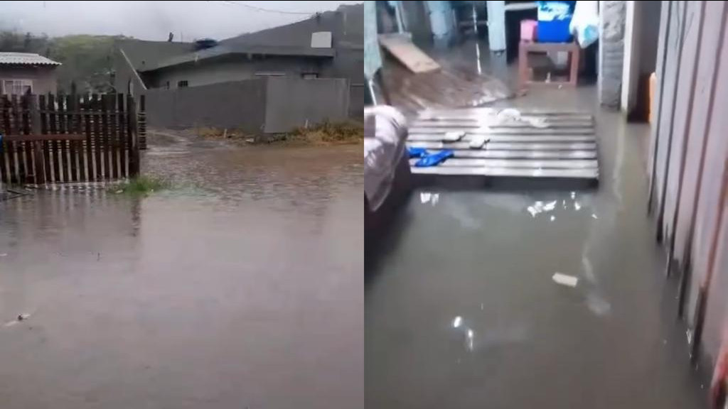 Inundação em residência de Porto Belo após chuva gera revolta de morador