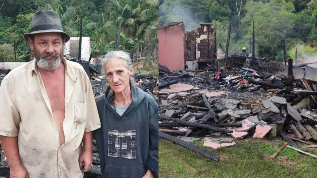 Família faz campanha para reconstruir casa de idosos após incêndio
