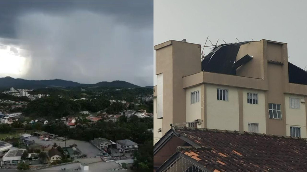 Após onda de calor temporal arranca telhado de casas, em Jaraguá do Sul