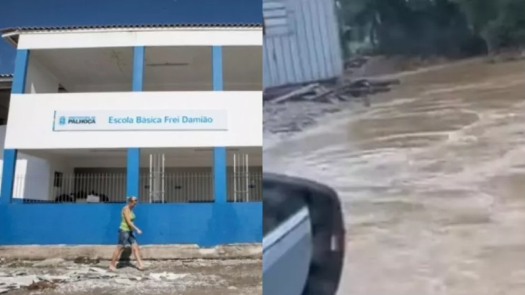 Chuvas intensas suspendem aulas em Palhoça e escola vira abrigo