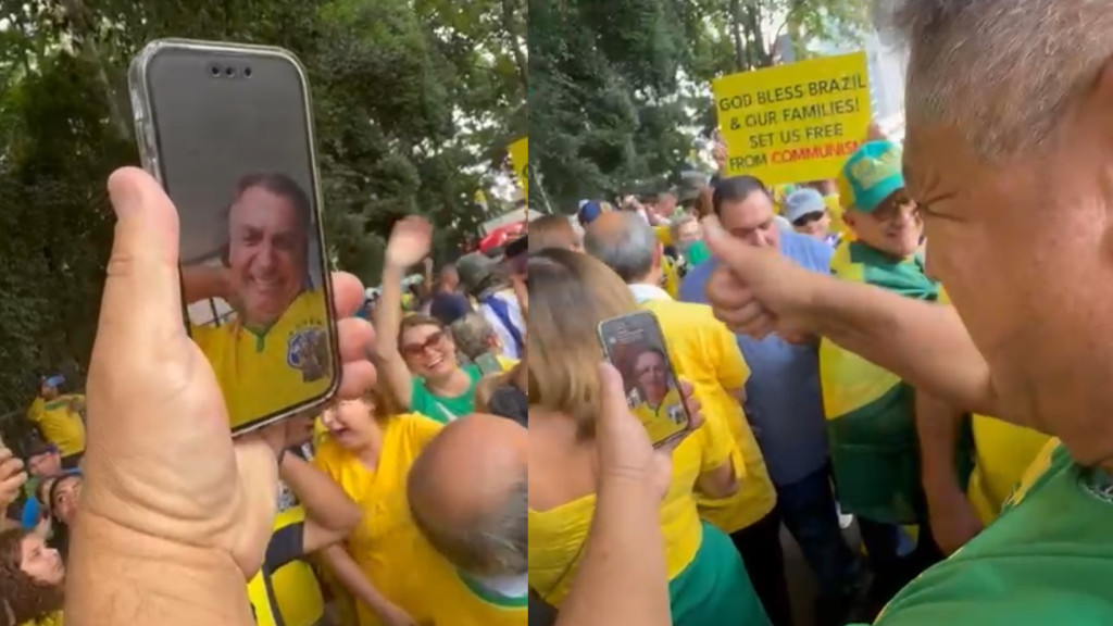 Prefeito Catarinense liga para Bolsonaro  em meio a multidão na Avenida Paulista