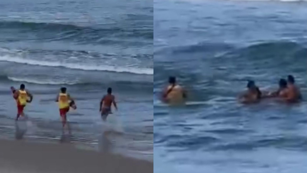 Jovens são resgatados por salva-vidas enquanto se afogavam em praia de SC