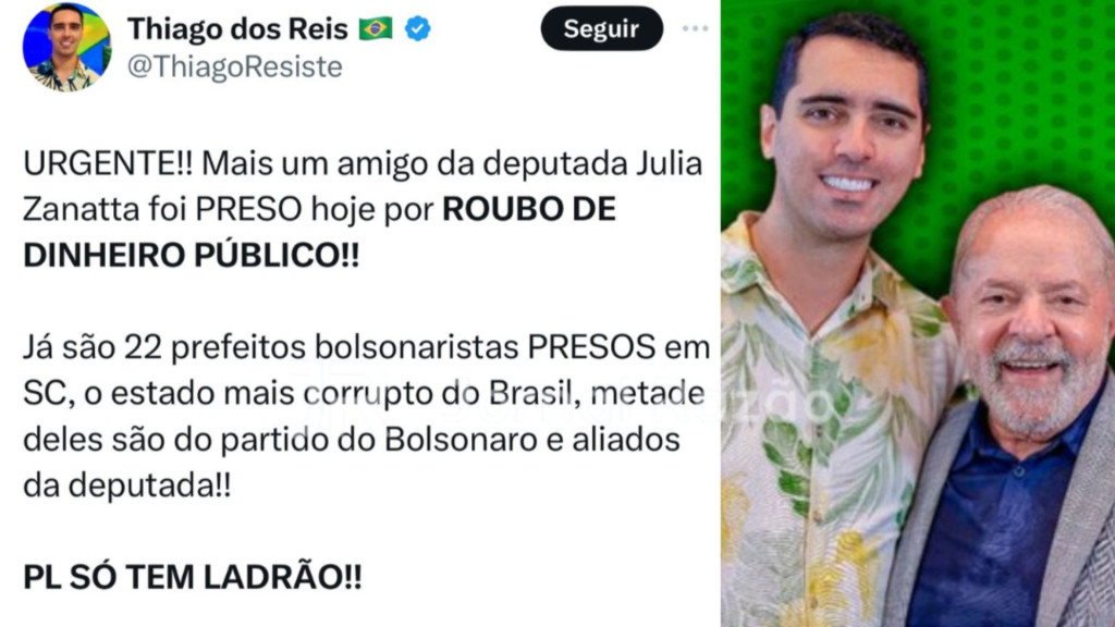 “SC é o estado mais corrupto do Brasil”, diz petista foragido por abandonar o próprio pai