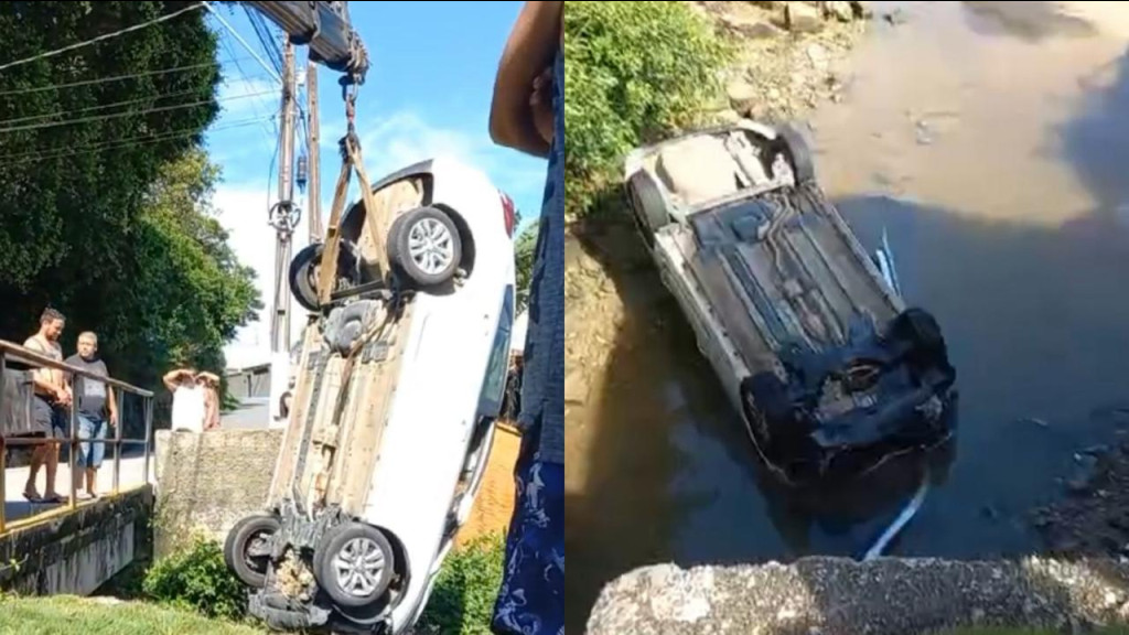 Esposa de empresário fica gravemente ferida após carro cair de ponte, em Porto Belo