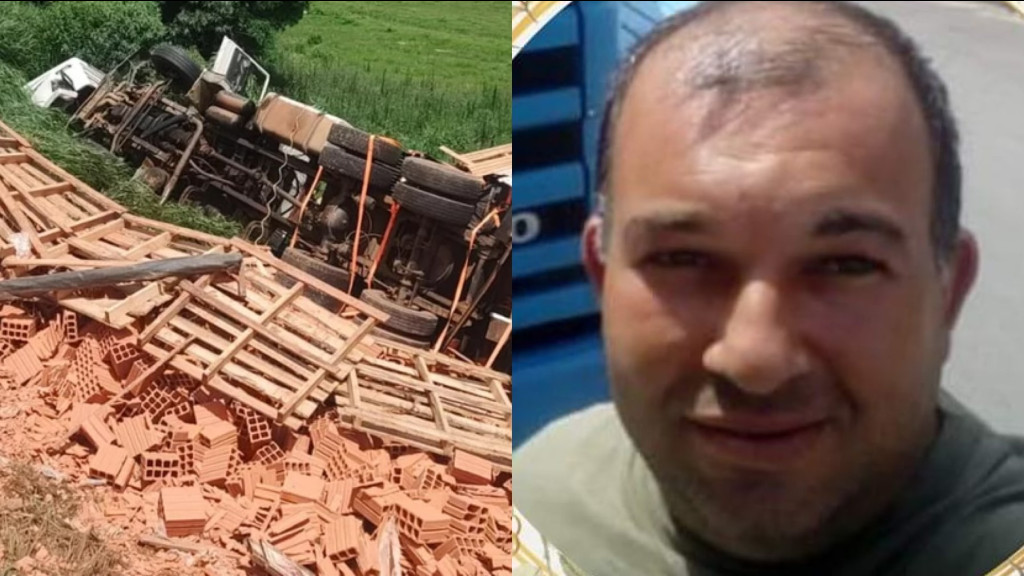 Catarinense morre após caminhão carregado de tijolos tombar na RS-223