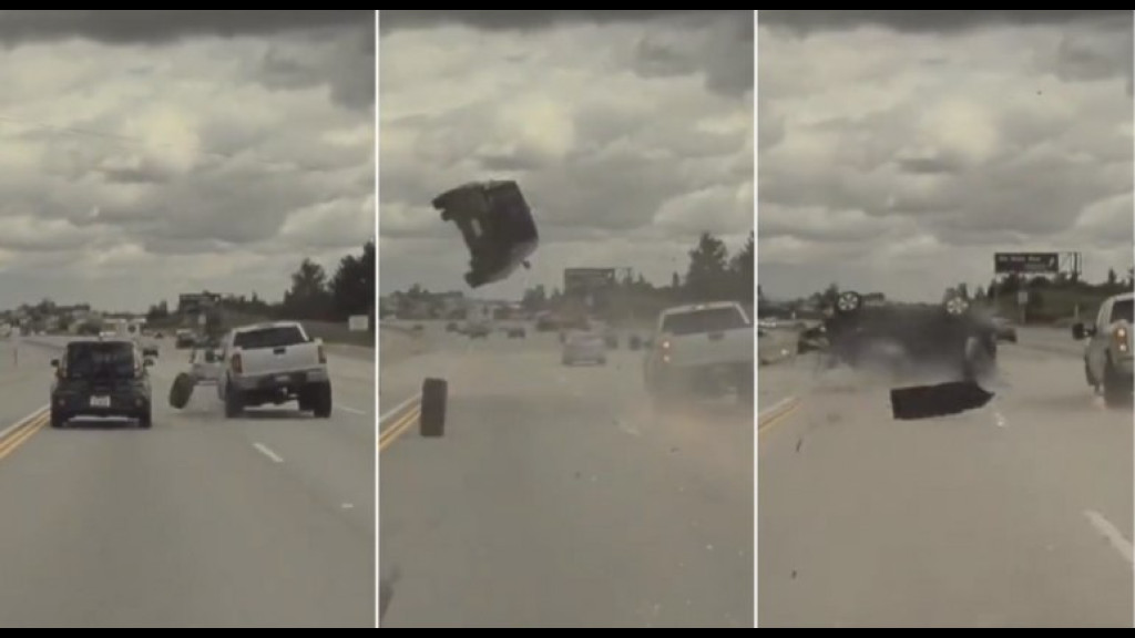 VÍDEO: Carro ‘voa’ após ser atingido por pneu em acidente