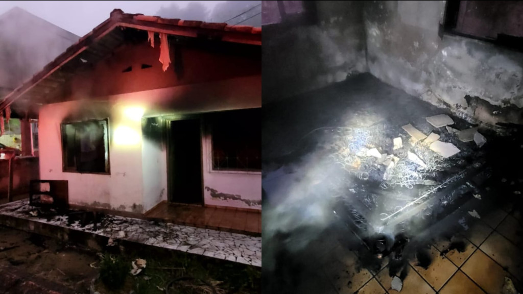 Residência é parcialmente destruída pelas chamas em Porto Belo