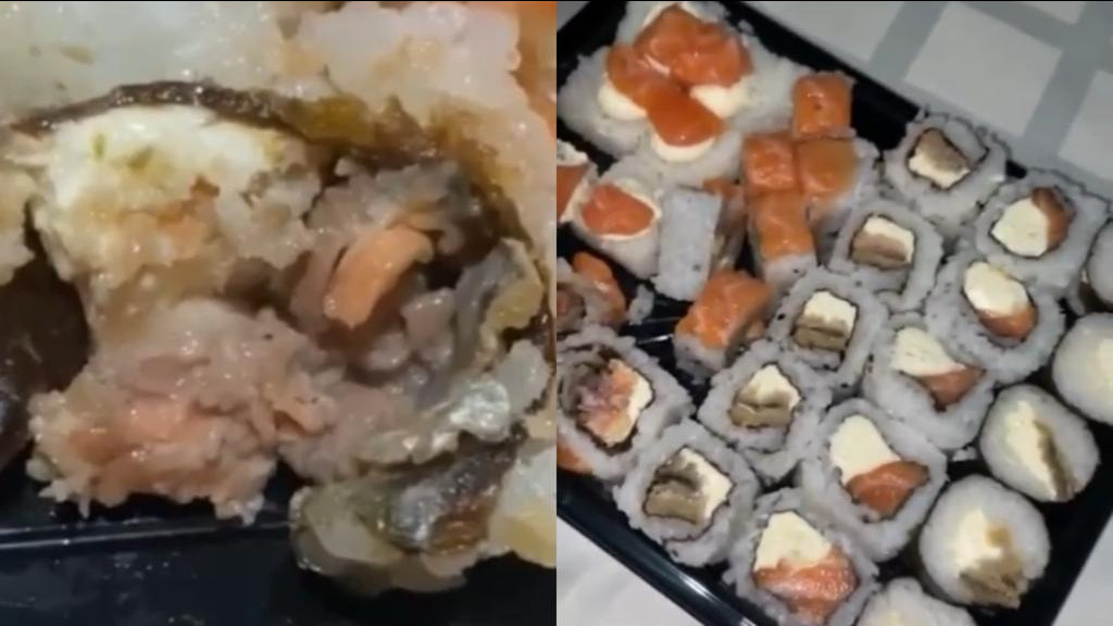 Mulher pede Sushi e encontra surpresa desagradável após comer e ver "bichinho"