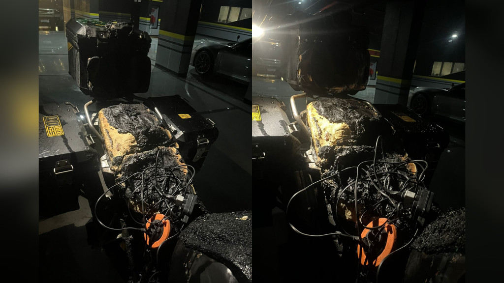 Moto elétrica é deixada carregando e pega fogo em Balneário Camboriú