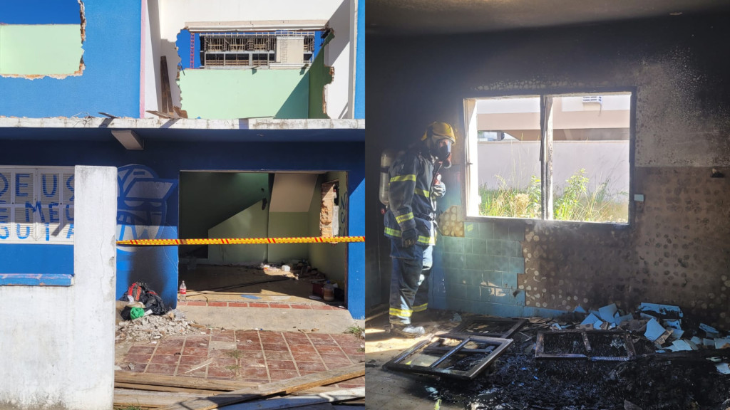 Edifício abandonado em Porto Belo é palco de incêndio criminoso
