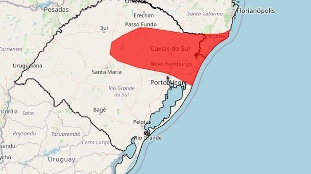 Inmet emite alerta para chuva e ventos fortes de até 100 km/h no RS