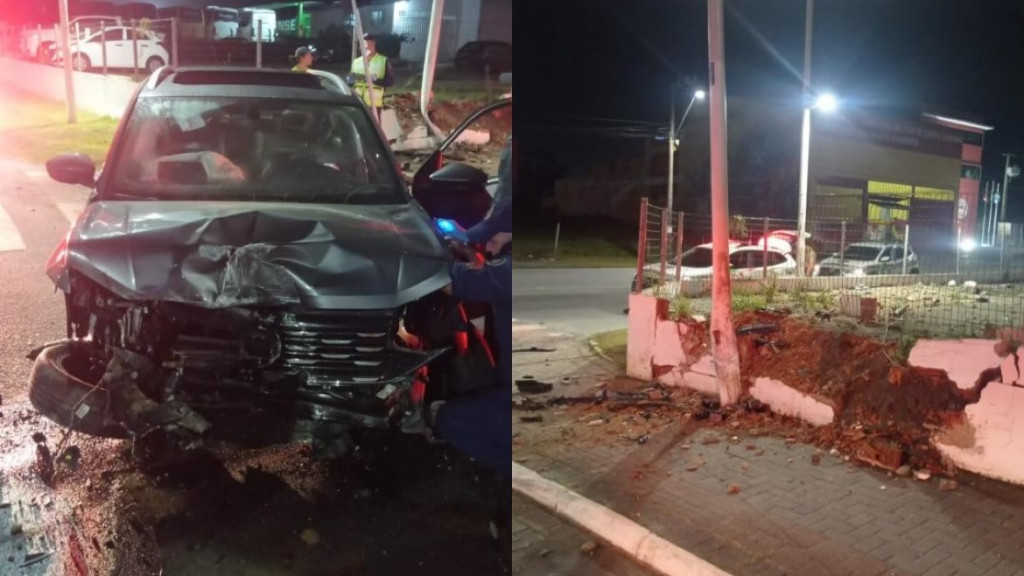 Motorista bêbado é preso em Balneário Camboriú após perseguição e colisão em muro