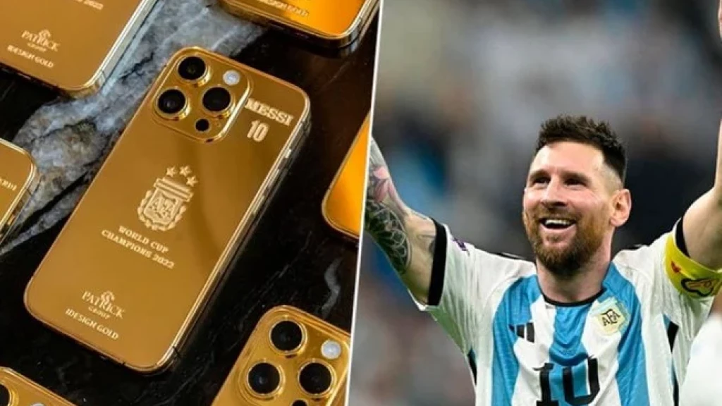 Messi presenteia seleção argentina com celulares banhados a ouro