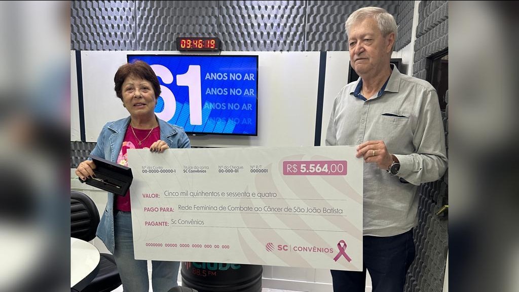 SC Convênios faz doação de mais de 5 mil reais para Rede Feminina de Combate ao Câncer de São João Batista
